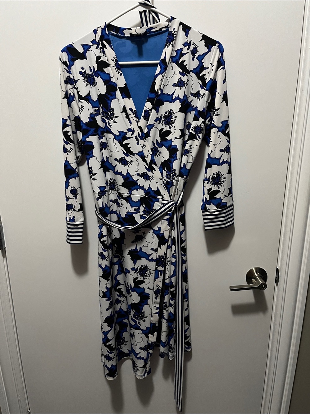 Blue Floral Wrap Dress